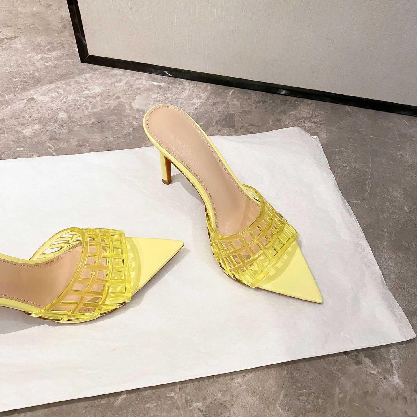 YX Transparent High Heels Women's Summer 2026 New Pointed Toe Stiletto Heel Sandals Versatile Slimming Niche Design Fashion Women's Shoes