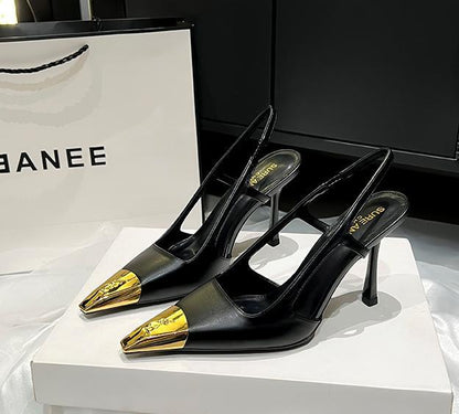 2026 summer European and American style pointed toe thin heel strap sandals women's microfiber inner rubber sole sexy high heels