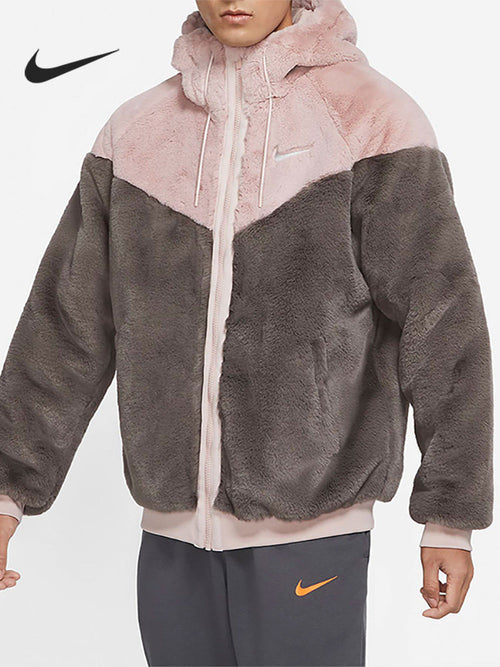 Casaco desportivo para homem Nike/Nike Official Genuine Faux Fur Mink, quente e confortável, modelo DH6683-289