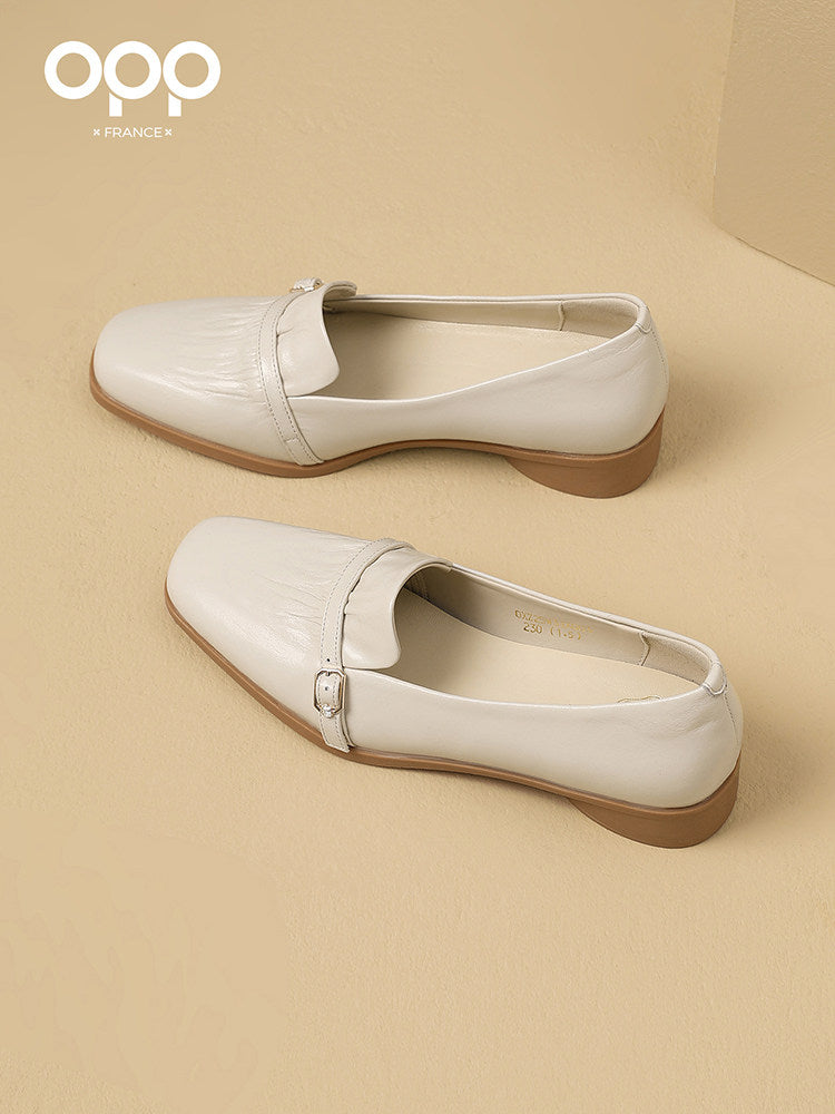 OPP platform loafers women's 2025 new autumn with skirts and leather shoes women's versatile one-legged single shoes women's shoes