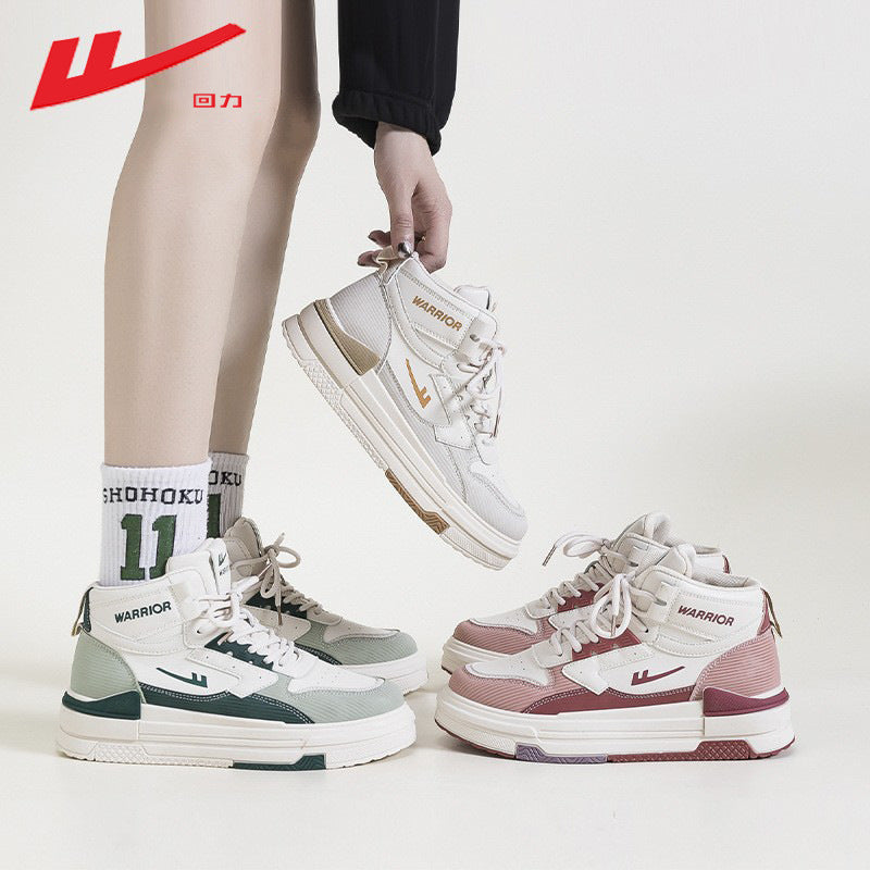 Pull-back color-blocked platform shoes, comfortable board shoes, simple high-top spring new single shoes, versatile daily preppy style women's shoes