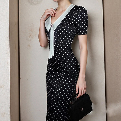 2025 summer new Amazon independent station cross-border European and beautiful women's clothing temperament elegant and fashionable polka dot dress