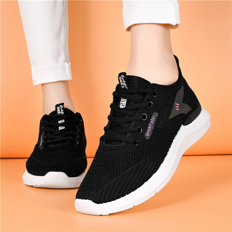 2025 Spring New White Shoes Sneakers Women's Lightweight Soft Sole Women's Running Shoes Student Lace-up Casual Shoes