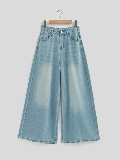 Cross-border foreign trade independent station Amazon denim women's wide-leg high-waisted drape trousers women's JEANS European and American style
