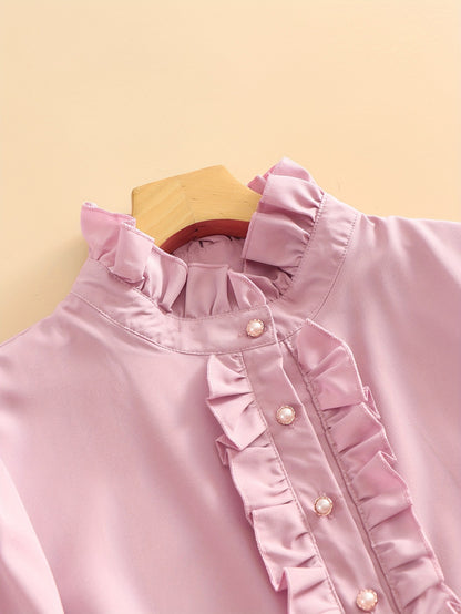 Amazon foreign trade European and American women's clothing wishAliExpress ebay shirt ruffles are versatile and elegant business fashion lining