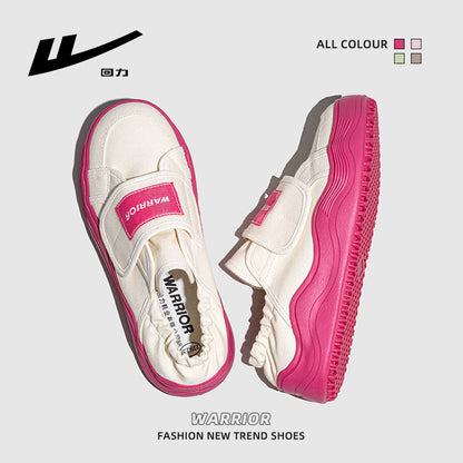 Pull back two canvas shoes women, 2025 spring platform muffin shoes, Velcro, one kick of lazy people, high-value shoes