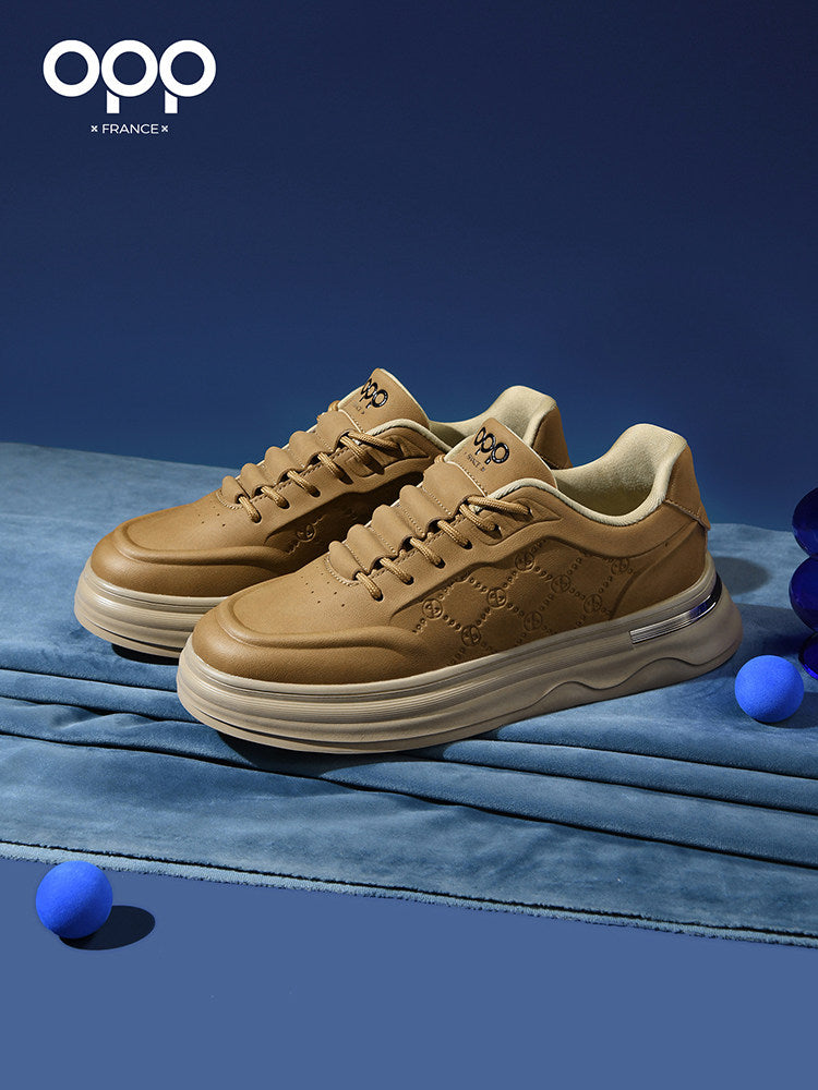 Ténis OPP primavera 2026 para homem, novo modelo em pele leve de luxo, casual sofisticado e versátil, ténis de cano baixo retro para skate.