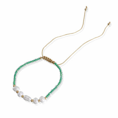 European and American cross-border jewelry ins adjustable special-shaped imitation pearl transparent rice bead color bracelet women's colorful rope wholesale