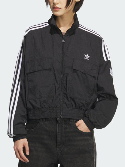 Adidas Official Genuine Clover Women's Cropped Striped Woven Sports Jacket KG8512