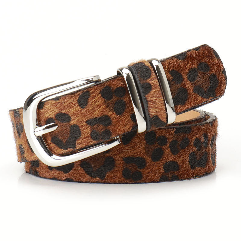 Cross-border hot 2025 new leopard print double shank women's belts fashionable European and American versatile coats with belts women