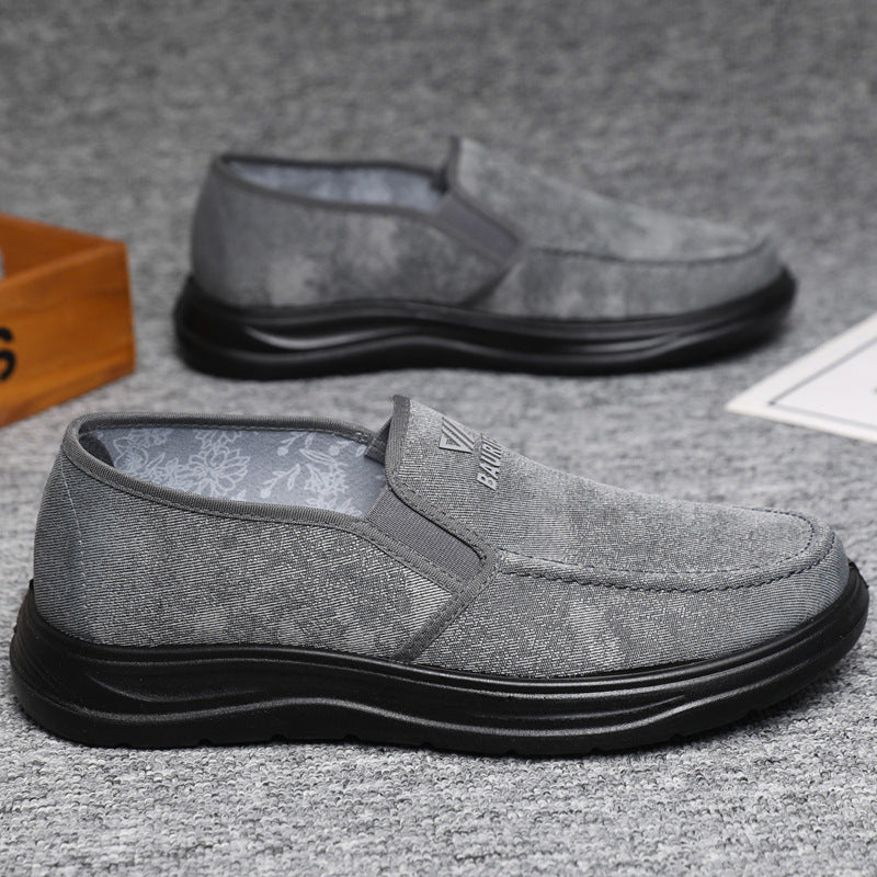 Spring 2025 Comfortable men's shoes, breathable casual single shoes, soft soles, one-foot slip-on shoes, middle-aged and elderly dad shoes, cross-border