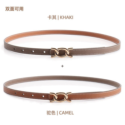 New alloy twist buckle women's belt versatile dress jeans belt women's double-sided 1.4 wide thin women's belt