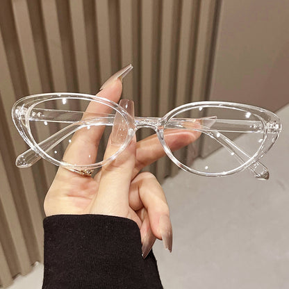 Red small frame cat eye flat light lens women's high-end sense 2025 new retro plain makeup Internet celebrity anti-blue light glasses frame
