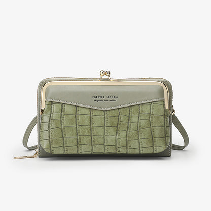 Bolsa de senhora pequena, modelo 2023, com estampado de pedras, fecho horizontal, porta-telemóvel, estilo coreano, alça de ombro diagonal e porta-moedas.