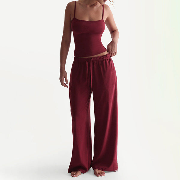 Cross-border European and American women's summer new sexy backless slim suspender elastic drawstring waist wide leg loose suit - view 2 | Ciaura
