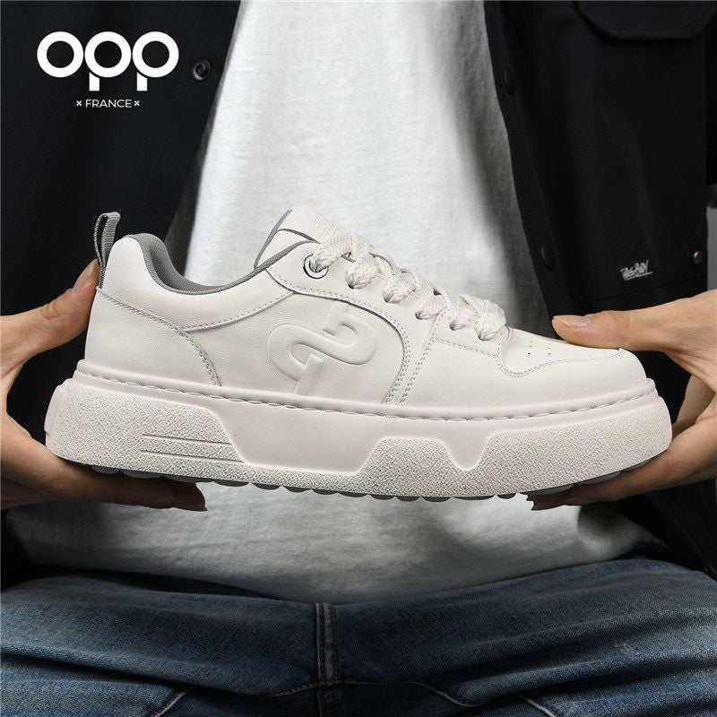 OPP board shoes spring 2026 new men's sports versatile casual low-top platform heightening niche solid color white shoes