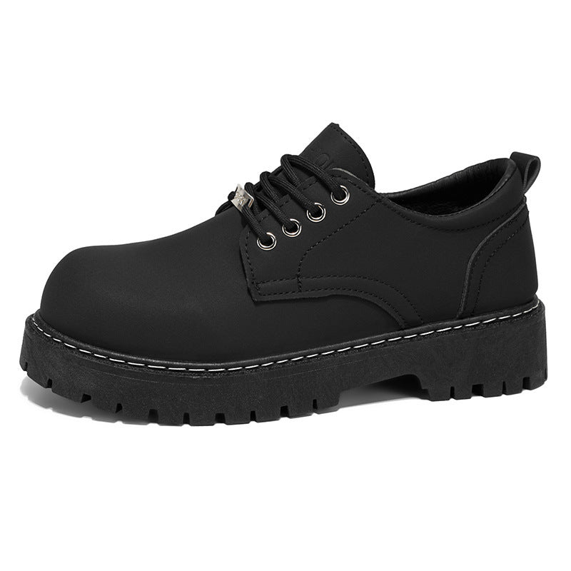 2026 Spring/Summer New Men's Shoes: British Casual Men's Shoes, High-End Thick-Soled Height-Increasing Black Men's Big Head Shoes