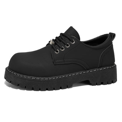 2026 Spring/Summer New Men's Shoes: British Casual Men's Shoes, High-End Thick-Soled Height-Increasing Black Men's Big Head Shoes