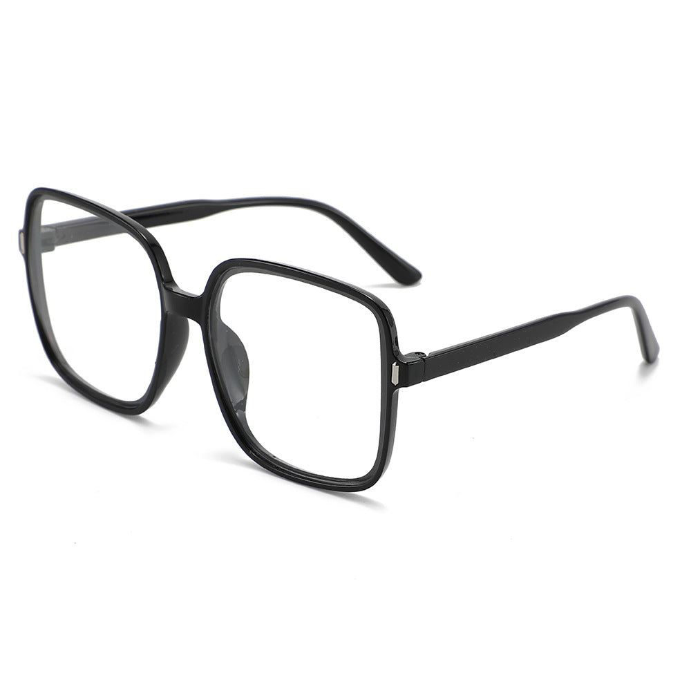 Fashion large frame face small glasses frame women's 2025 new plain makeup retro flat gloss large square frame Internet celebrity glasses frame