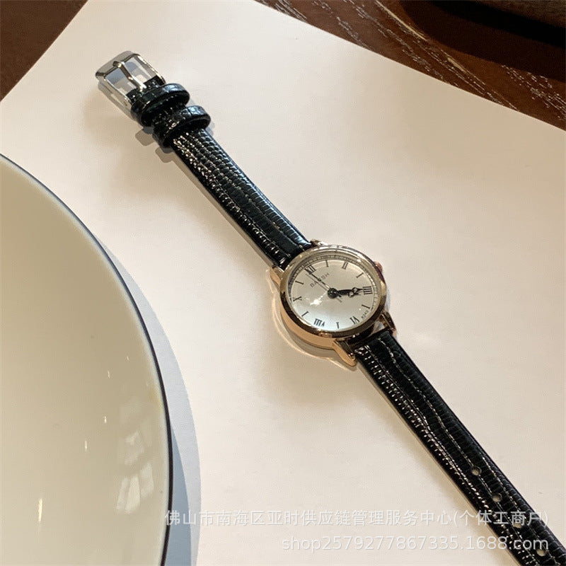 Retro subdial simple belt watch schoolgirl roman korean ins female performance goods wholesale live sale hot sale