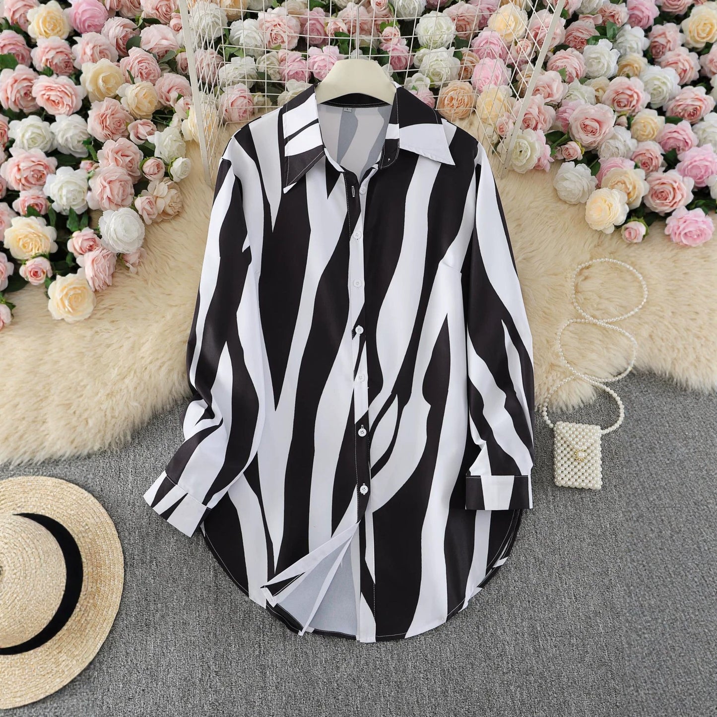 AliExpress casual elegant women's floral floral print shirts, loose shirts, long-sleeve shirts