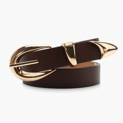 New Korean high-end women's belt versatile jeans student belt gold alloy three-piece belt women