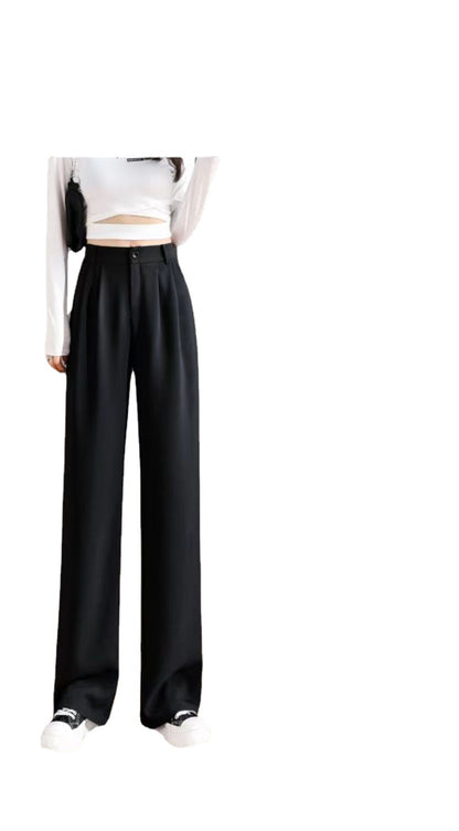 Suit pants, women's high-waisted slimming drape, 2023 spring and summer, small straight floor-length wide leg pants, trendy