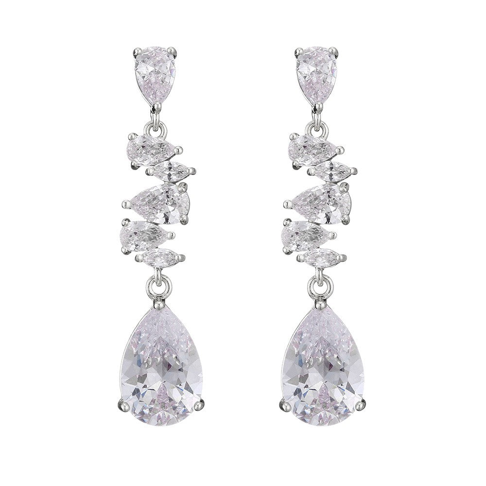 RAKOL European and American classic elegant teardrop earrings with AAA zircon long stud earrings, bridal earrings, evening accessories