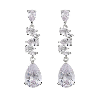 RAKOL European and American classic elegant teardrop earrings with AAA zircon long stud earrings, bridal earrings, evening accessories