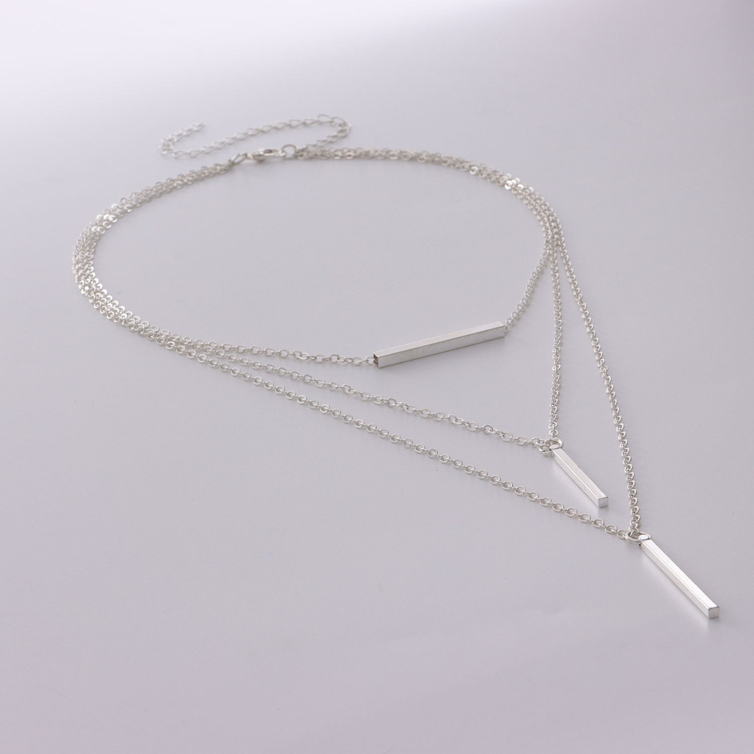 European and American cross-border jewelry, multi-layered geometric horizontal bars, several rods, pendants, necklaces, women's punk, popular fashion necklaces