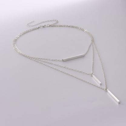European and American cross-border jewelry, multi-layered geometric horizontal bars, several rods, pendants, necklaces, women's punk, popular fashion necklaces