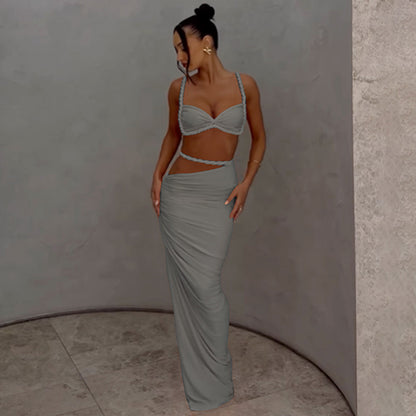 Cross-border wholesale 2025 new women's style European and American style sexy bikini suspender slim fit hip skirt set for women