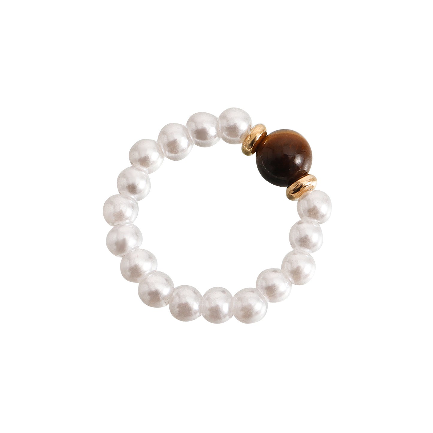 European and American cross-border jewelry Bohemian colorful natural stone imitation pearl rings do not fade, niche design is high-end