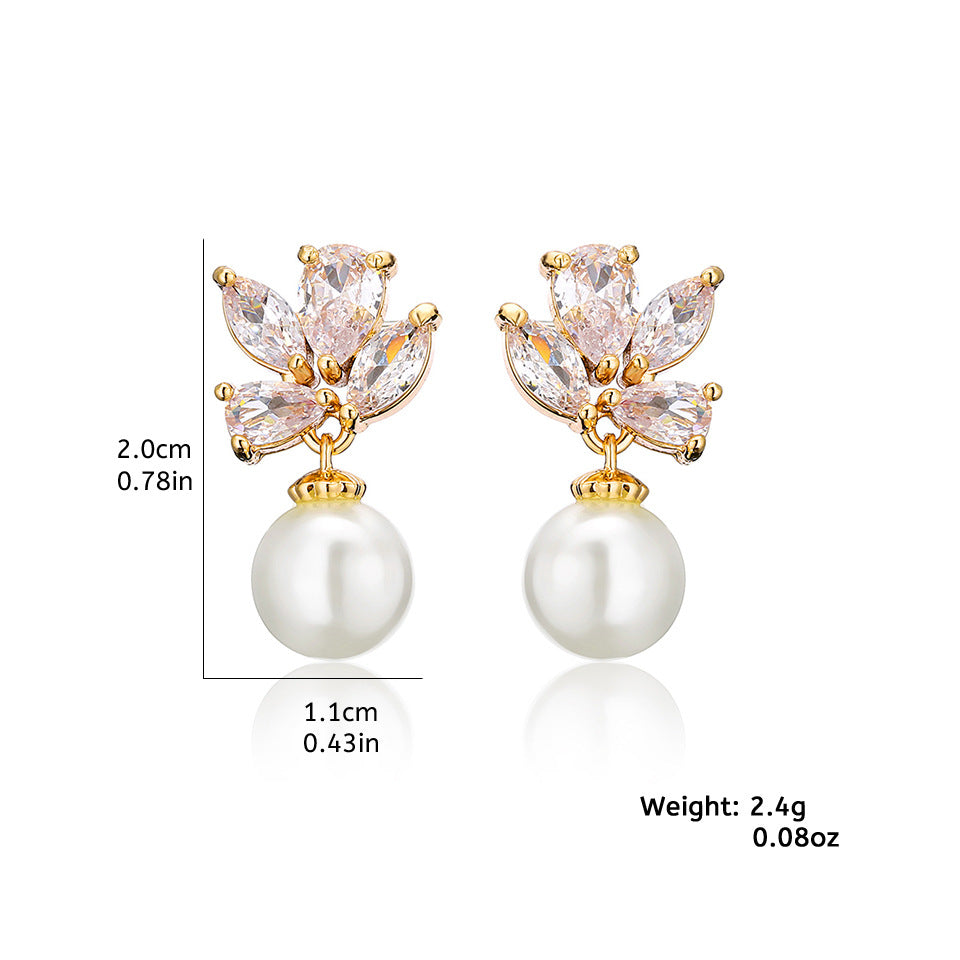 RAKOL exquisite petite pearl earrings for women, fresh and fashionable from Japanese and Korean styles, versatile zircon earrings, Yiwu accessories