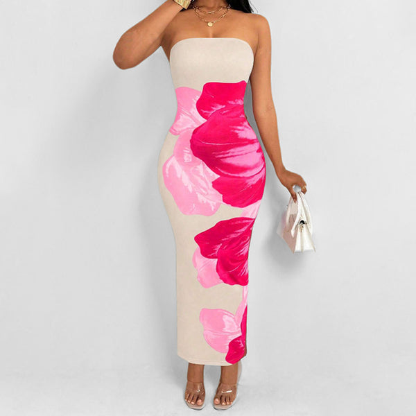 2026 spring new cross-border Amazon European and beautiful women's clothing temperament is elegant and hip-hugging one-shoulder printed dress for women