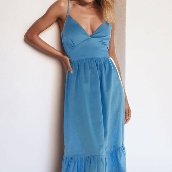 European and American cross-border 2026 new Amazon European and American clothing temperament sexy pleated suspender waist open back dress