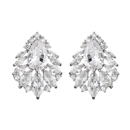 Cross-border bestselling accessories: waterdrop zircon studs with floral shapes, light luxury and high-end evening earrings