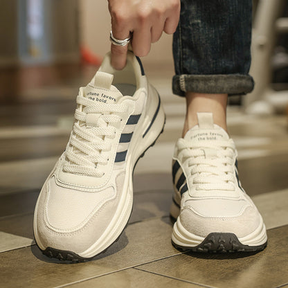 Sapatos masculinos 2025 nova malha respirável outono e inverno waffle de sola macia forrest forrest ténis versáteis masculinos topo de gama