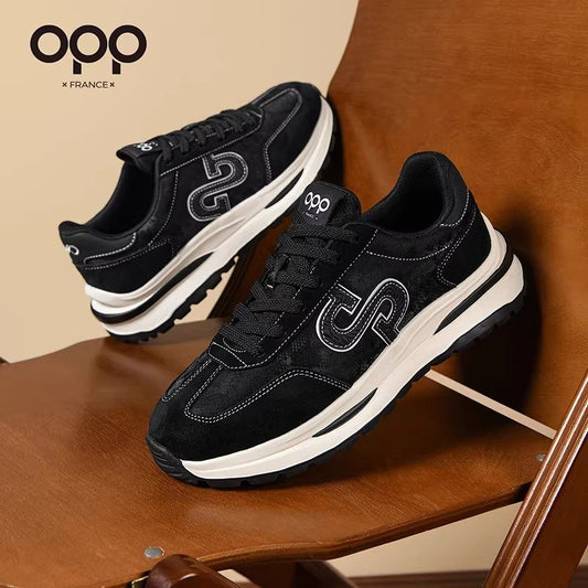OPP men's shoes 2026 new spring platform versatile retro trend sports soft sole casual leather Forrest Gump shoes for men