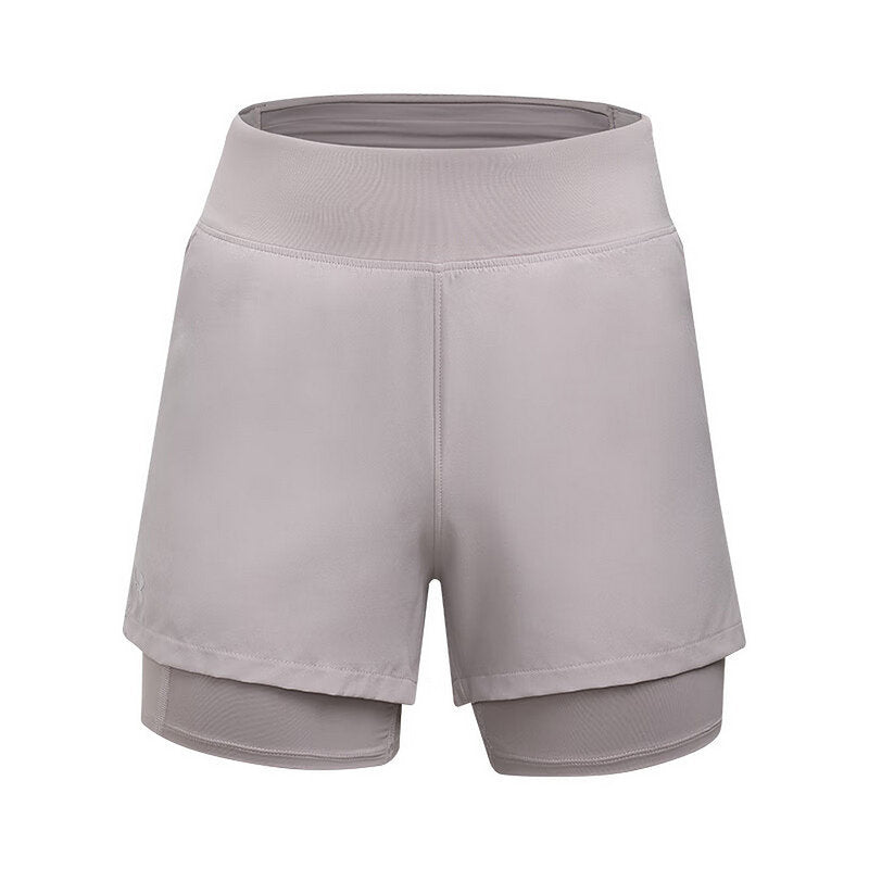 Calções desportivos para mulher Under Armour UA Primavera/Verão 2 em 1 para fitness, corrida e uso casual, respiráveis ​​e confortáveis ​​(código 1376759-009)