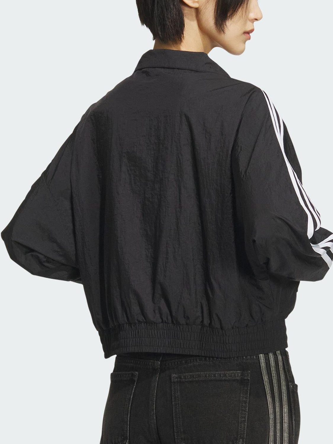 Adidas Official Genuine Clover Women's Cropped Striped Woven Sports Jacket KG8512