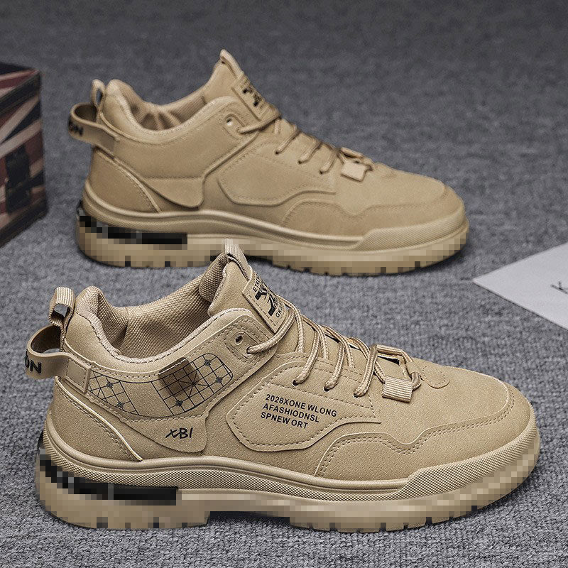 High-top boots 2026 spring new wear-resistant workwear non-slip men's hiking casual shoes, versatile outdoor height-increasing shoes