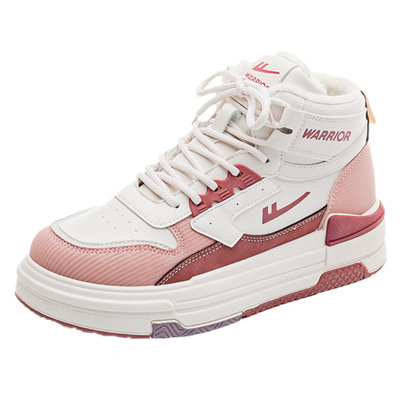 Pull-back color-blocked platform shoes, comfortable board shoes, simple high-top spring new single shoes, versatile daily preppy style women's shoes