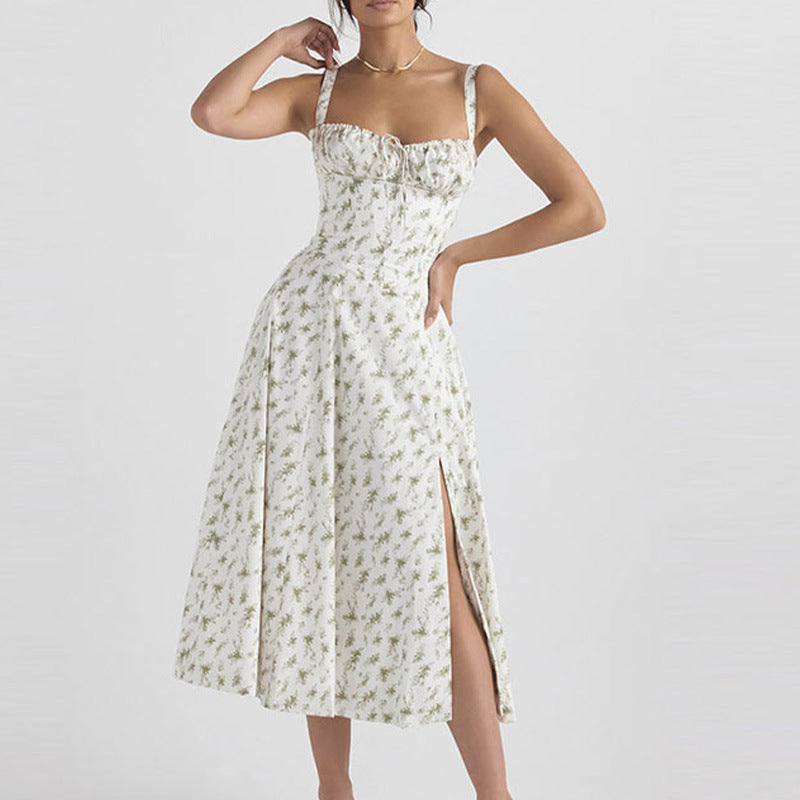 2026 spring new cross-border European and beautiful clothing temperament fashion floral suspender sleeveless gentle style French dress