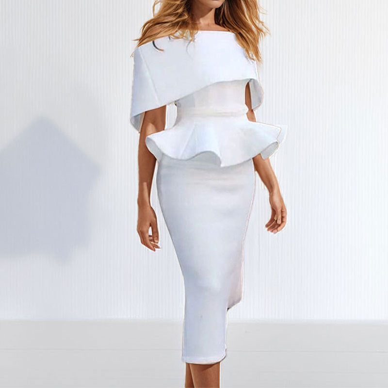 2026 spring new European and American cross-border Amazon solid color slim fashion temperament skirt set slimming and covering buttocks 661