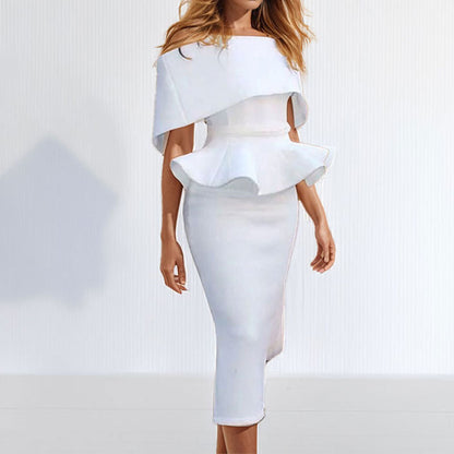 2026 spring new European and American cross-border Amazon solid color slim fashion temperament skirt set slimming and covering buttocks 661