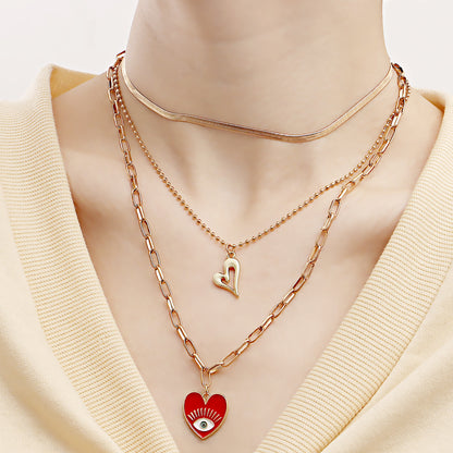 European and American cross-border jewelry Retro Devil's Eye Love Necklace Female Multi-layer Personality Geometric Eye Necklace Spot