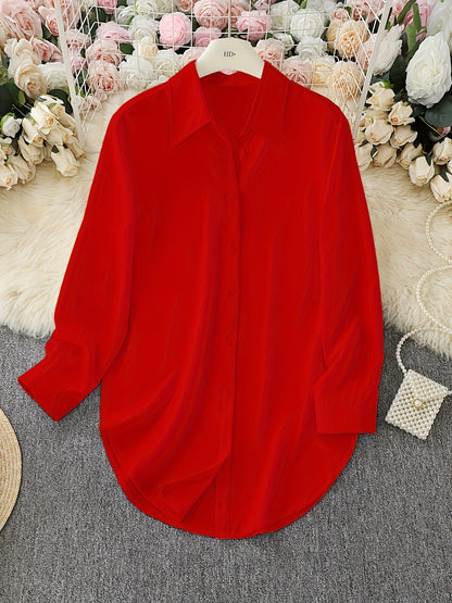2026 AliExpress wish Amazon Hot Item: Four-season fashion minimalist irregular women's shirt, long-sleeve shirt