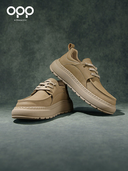 OPP Men's Shoes Spring 2026 New Men's British-style Genuine Leather Business Casual Shoes Low-top Daily Commuter Board Shoes