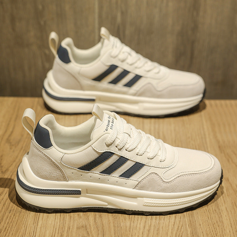 Sapatos masculinos 2025 nova malha respirável outono e inverno waffle de sola macia forrest forrest ténis versáteis masculinos topo de gama